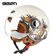 Four Seasons Electric Motorcycle Helmet Beon 3/4 Open Face E-scooter Accessories Motocross Scooter Bicycle Helmets For Women Men milky white parrot L