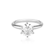 Georgini Gold Round Brilliant Cut 2ct Moissanite Solitaire With Knife Edge Band In White Gold