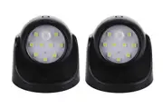 2Pcs Outdoor Safe Portable 360 Degree Battery Operated Motion Sensor Light For Walkways-Black