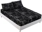 Black Marble, Super Soft Microfiber Bed Sheet 3PC, Marble Bedding Sheet Set Incl