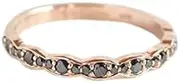 [HEARTS AND YOU] 1ct Round Black Moissanite Wedding Band Stackable Half Eternity Rose Gold Plated