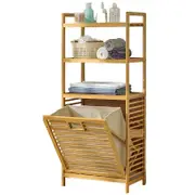 4-Tier Laundry Hamper with Tilt-Out Basket - Bathroom Storage Shelf Organizer