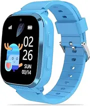 4G Kids Smart Watch Boys with GPS Tracker & Video Calling Texting Kids Cell Phone Watch Age 5-12, 12/24 Hr SOS Call Voice Chat Alarm Clock Camera Pedometer Sport Mode GPS Watch Tracker for Kids (Blue)