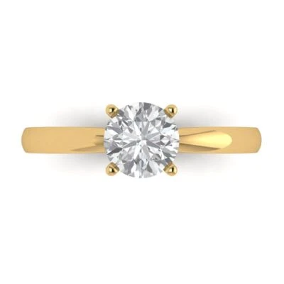 1Ct Round Cut White Sapphire Gold Solitaire Engagement Promise Statement Ring