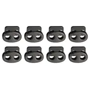 Spring Cord Lock End Toggle, 8Pcs Double Hole Spring Stopper Metallic Black