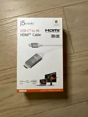 J5 Create USB-C to 4K HDMI Cable Display Port in White - Brand New