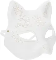 Luxshiny Cat Mask Therian Mask Diy White Paper Masks Unpainted Cat Half Masks White Fox Masks Blank Hand Painted Masks