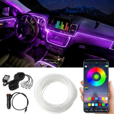 Car RGB Flexible 6M EL 5LED Strips Ambient Light APP BT Control Atmosphere Lamp