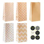 Paper Bag Biscuit Baking Packaging Kraft Paper Bag with Stickers Pastry Tool Wrapping Wedding Party Supplies Gift Bags