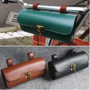 Green Retro Bicycle Tail Bike Bag Leather Cycling Handlebar Bag Saddle Pannier