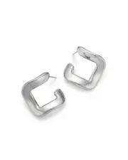 Bloomingdale's Fine Collection Twisted Square Hoop Earrings in Sterling Silver