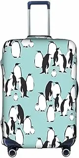[Pvinnk] Cute Penguins Print Protective Luggage Cover Elastic Washable Suitcase Protector Travel Gear Protector, White, Medium