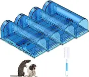 4Pcs Humane Mouse Trap Cage, Easy Set Durable Traps, Safe for Children, Pets and Humans (4, Blue-01)