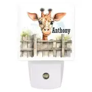 Giraffe Peeking Over the Fence LED Dusk to Dawn Personalized Night Light, Plu...