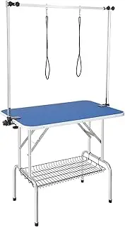 Provecta Pet Dog Grooming Table,Folding Height Adjustable Arm Table with 2 Loops,Portable Pet Salon Supply with Basket for Cats Dogs