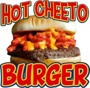 Hot Cheeto Burger DECAL Food Truck Concession Vinyl Sign Sticker (Choose Size)
