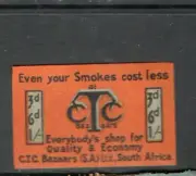 MATCHBOX LABELS SOUTH AFRICA-CTC Bazaar for tobacco products, advert, mini -**