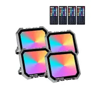 4 Pack RGB LED Flood Light 100W Eqv 1000W, Outdoor Flood Lights with 4 Remote...