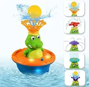 YOLOMOON Crocodile Baby Bath Toys for Toddlers, 5 Modes Automatic Water Spray LED Light Bath Toy, Bathtub Toys for 1-5 Year Old Boys & Girls