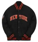 Men's Black Wool Varsity Jacket – New York Style Retro Bomber with Ribbed Trim