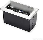 StarTech.com Conference Table Connectivity Pop up Box with AV and Data Ports - HDMI HDMI, VGA, DisplayPort to 4K HDMI Output Silver