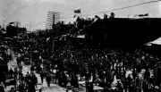 Crowds at a station Perth Western Australia ca 1905 OLD PHOTO