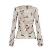 OneTeaspoon NWT Lightning Party Long Sleeve Top in Beige & Brown Size Medium