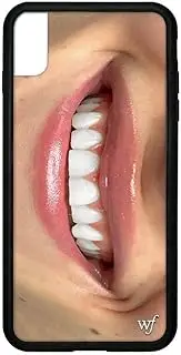 Wildflower Cases - Devon Smile Case, Compatible with Apple iPhone Xs Max | Trendy, Smile, Selfie, White, Protective Black Bumper, 4ft Drop Test Certified, Women Owned Small Business