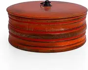 Handcrafted Wooden Mexican Tortilla Warmer Basket Indian Chapati Roti Bread Holder Box Pancake Keeper Serveware Hot Pot Casserole Dish With Lid Home Kitchen Dining Decor, Natural Brown, 9 x 4 Inches