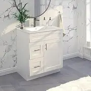 Vanity Atelier 30" Shaker Bathroom Sink Base with Drawers (Ready-to-Assemble) (White Shaker Base)