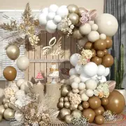 White Sand and Gold Balloon Garland Kit, Nude Tan Ivory Brown Balloons Arch Kit