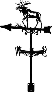 Wind vanes, Outdoor Garden Longhorned Elk Weathervane Wrought Iron Weathervane Metal Iron Retro Weather Vane Patio Yard Ornament Decoration Weathervane
