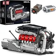 Mould King 10203 Technik V8 Engine Building Blocks Sets - Build Your Own V8 Engine with Gearbox for Adults, Car Engine Building Engineering Toys for Kids/Adults Collections(1169+ Pieces)