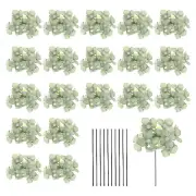 20 Sets Artificial Hydrangea Flower Heads with Stems for Bouquet,Dark Green
