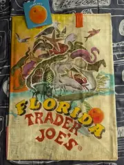 Trader Joe NWT REUSABLE GROCERY LOGO FLORIDAFL ORANGE SHOPPING TOTE GIFT BAG