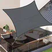 LOVE STORY Sun Shade Sail Waterproof Square 2 m x 2 m Canopy Anthracite Outdoor UV Block Sunshade Sail for Patio Garden Backyard
