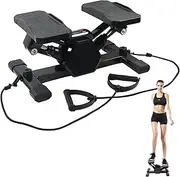Steppers for Exercise, Pink/Black/Black-Yellow Stair Stepper with Resistance Band ＆ LCD Monitor with 330lbs Weight Capacity, Portable Home Workout Hydraulic Stepper Machine Equipment