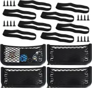 4 Pack Car Storage Organizer Pocket Net, Universal Car Mesh Organizer Elastic...