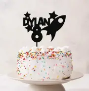 Spaceship Sport Acrylic Personalised Cake Topper Birthday Kids Children Adults