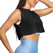 [VIPONES] Yoga Cropped Tank Tops for Women - Sleeveless Sports Shirts Athletic Running Gym Workout Tops with a Split Back