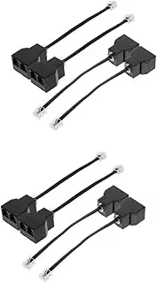 Abaodam 2sets 6p4c Detachable Rj14 4-core Phone Line Adapter Rj11 Splitter for Landline Versatile Cable Adapter 4pcs*2