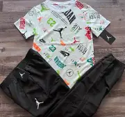 NWT Nike Air Jordan Boys YMD Black/White All Over Print Wind Pants Set Medium