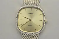 在飛比找Yahoo!奇摩拍賣優惠-《寶萊精品》RADO 雷達金黃方圓型石英男士錶