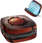 Period Bag,Sanitary Napkin Storage Bag,Ball Basketball Wall Texture,Tampon Holder for Purse
