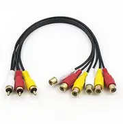 Duttek RCA Splitter Cable, AV Splitter 3 RCA Male Jack to 6 RCA Female Plug RCA Y Splitter Extension Audio Video AV Adapter Cable 30cm/11.8 Inch