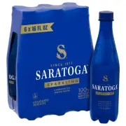 Sparkling Water Bottles, 6-Pack - Carbonated Spring Bottled Water with Natura...