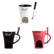 Fondue Mug with Fork Butter Melt Pot Chocolate Melting Mug Fondue Warmer Mug