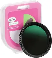 uxcell 67mm ND Filter, Variable ND Lens ND2-ND400 Adjustable Neutral Density Filter Slim Optical Glass with Cap for Camera Lens Video Vlog Portrait Photography, Black