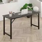120cm Profile Console Table Wood & Metal Narrow Desk Bench (Driftwood Grey)