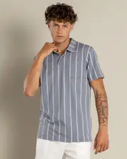 [Skylark] Skylark Men's Verta Polo Shirt in Dusty Blue Size Medium M Dusty Blue